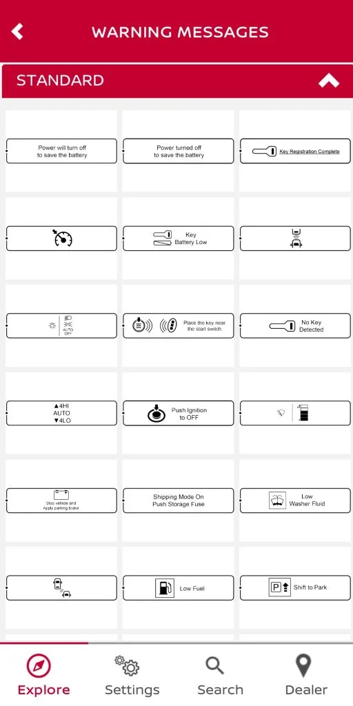 nissan app interface
