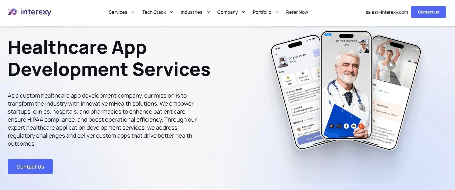 Interexy telehealth app development company screenshot