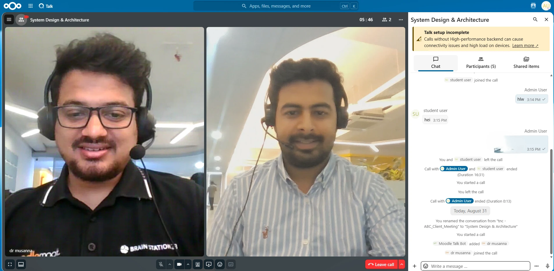 Live Nextcloud Talk Video Conference