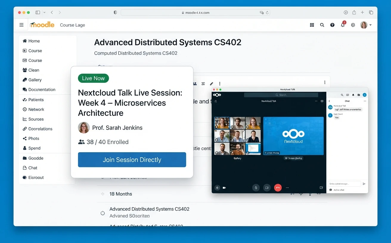 Nextcloud Talk Session for Moodle Interface Preview